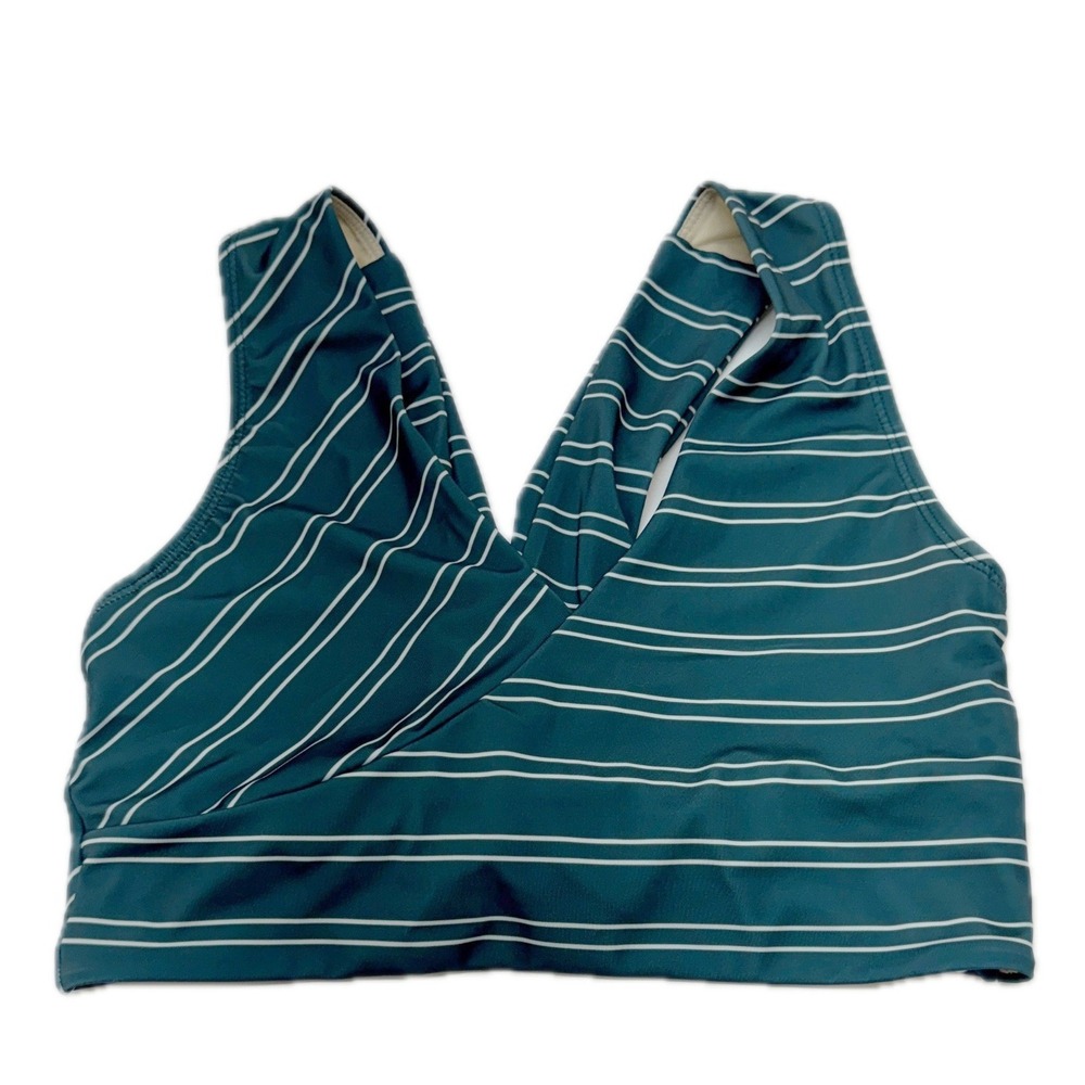 Nani Swimwear Bikini Top Womens Small Teal Striped Athletic Beach